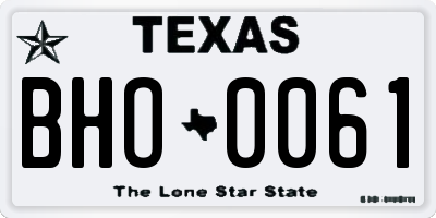 TX license plate BHO0061