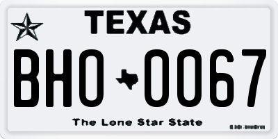 TX license plate BHO0067
