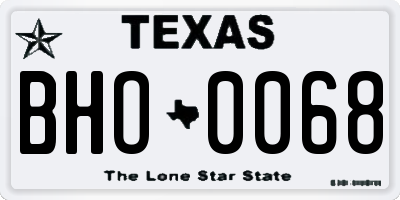 TX license plate BHO0068