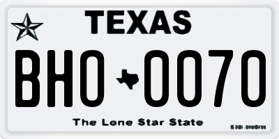 TX license plate BHO0070