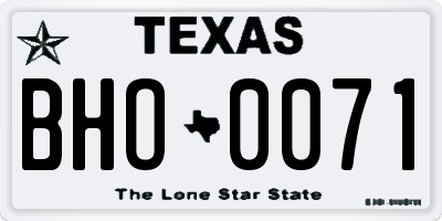 TX license plate BHO0071