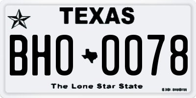 TX license plate BHO0078