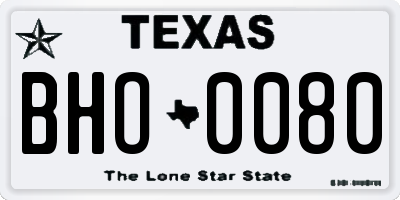 TX license plate BHO0080