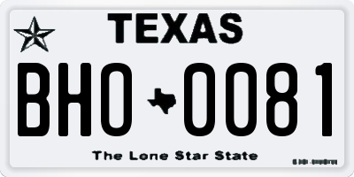 TX license plate BHO0081