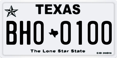 TX license plate BHO0100