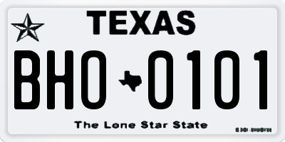 TX license plate BHO0101