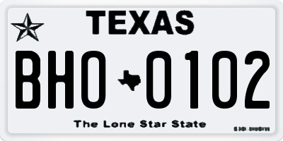 TX license plate BHO0102
