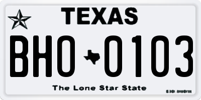 TX license plate BHO0103