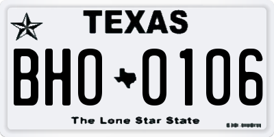 TX license plate BHO0106