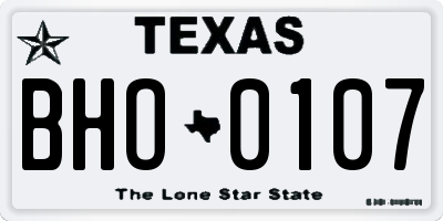 TX license plate BHO0107