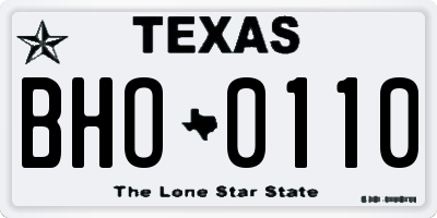 TX license plate BHO0110