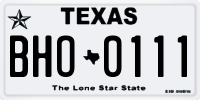 TX license plate BHO0111