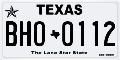 TX license plate BHO0112