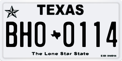 TX license plate BHO0114