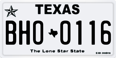 TX license plate BHO0116