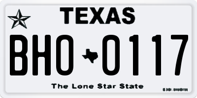 TX license plate BHO0117