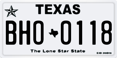TX license plate BHO0118