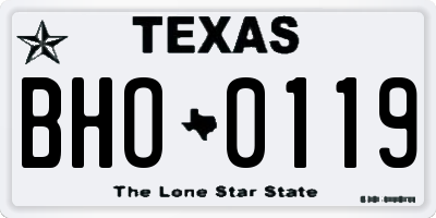 TX license plate BHO0119