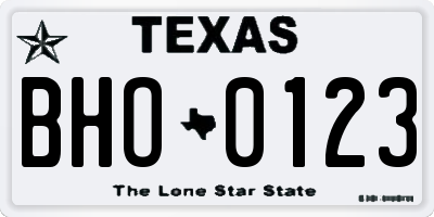 TX license plate BHO0123