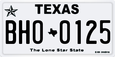 TX license plate BHO0125