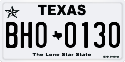 TX license plate BHO0130