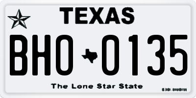TX license plate BHO0135