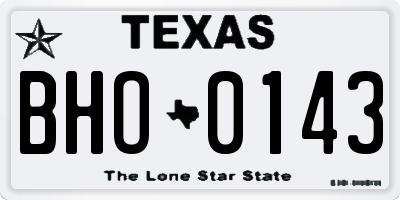TX license plate BHO0143