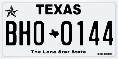 TX license plate BHO0144
