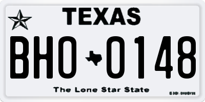TX license plate BHO0148