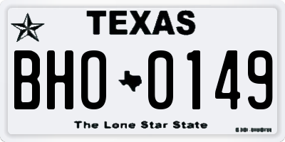 TX license plate BHO0149