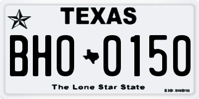 TX license plate BHO0150