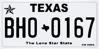 TX license plate BHO0167