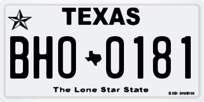 TX license plate BHO0181