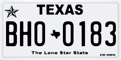 TX license plate BHO0183