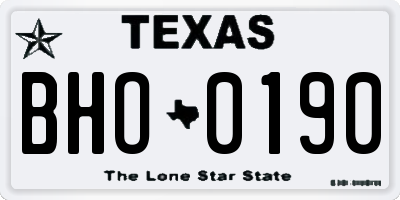 TX license plate BHO0190