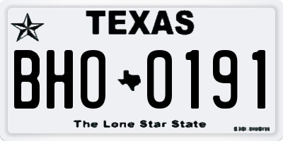 TX license plate BHO0191