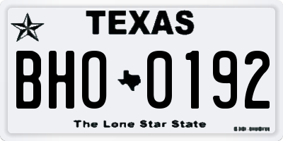 TX license plate BHO0192