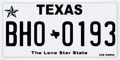 TX license plate BHO0193