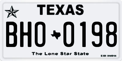 TX license plate BHO0198