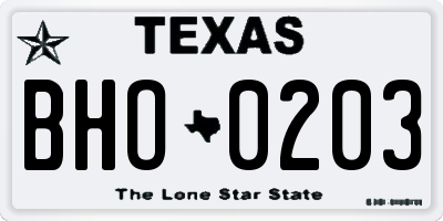TX license plate BHO0203