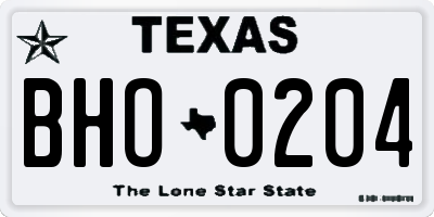 TX license plate BHO0204