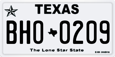 TX license plate BHO0209