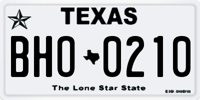 TX license plate BHO0210
