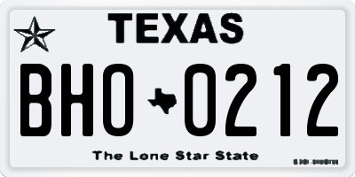 TX license plate BHO0212