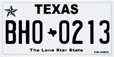 TX license plate BHO0213