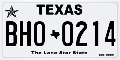 TX license plate BHO0214