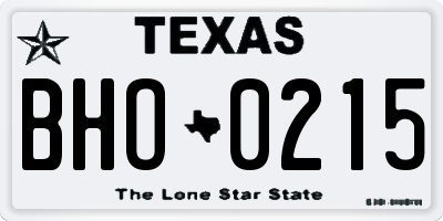 TX license plate BHO0215