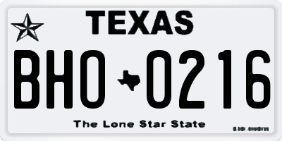TX license plate BHO0216