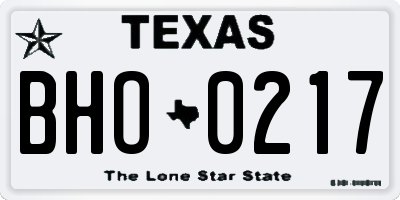 TX license plate BHO0217