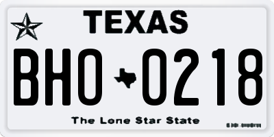 TX license plate BHO0218